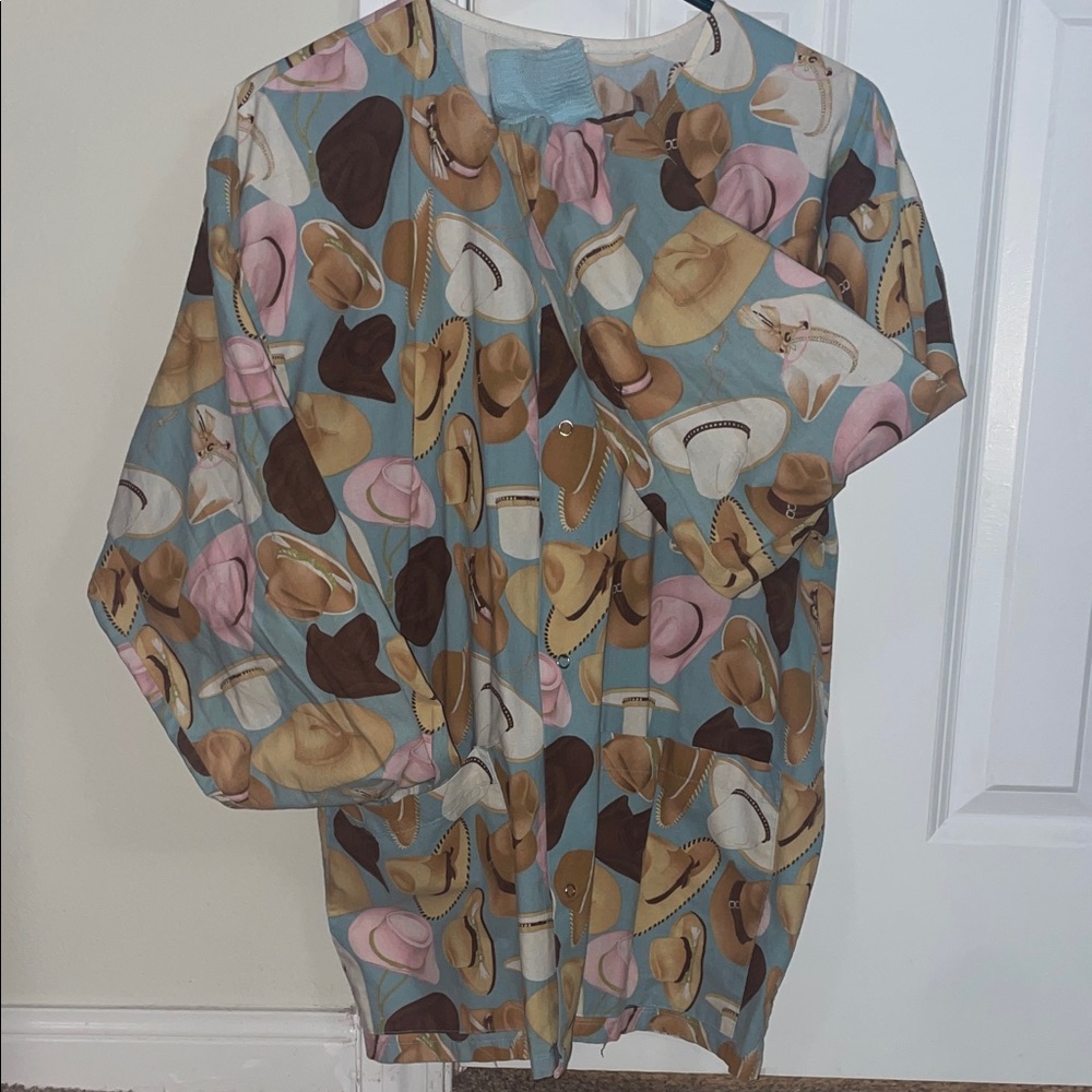 2-Pocket Cowboy Hat Scrub Jacket
